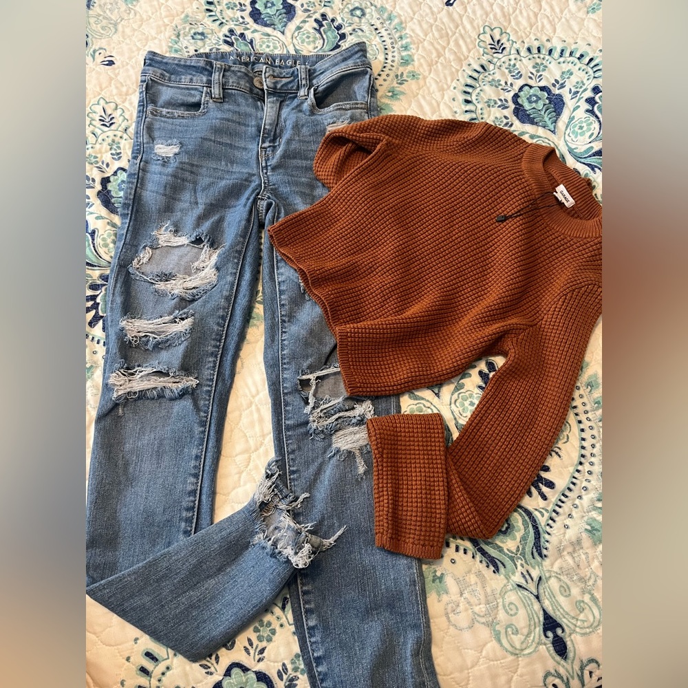 Jeans American Eagle size 2 Regular and top long XS Garage